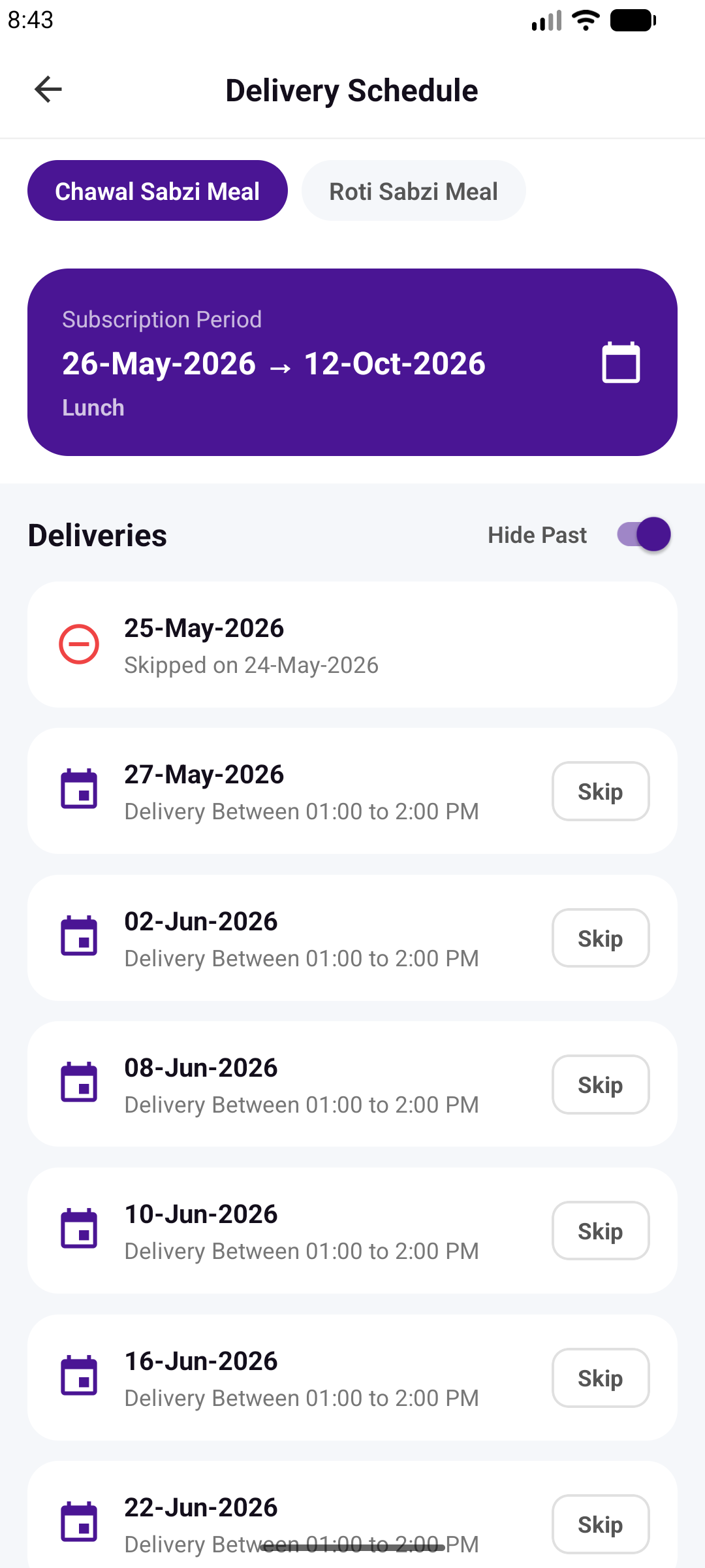 Delivery Schedule